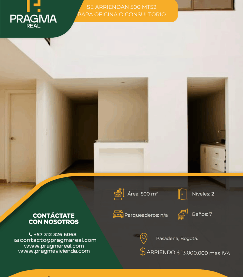 Casa para oficinas en arriendo pasadena